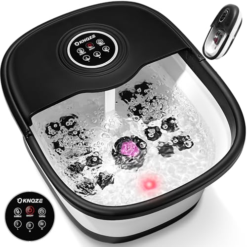 Collapsible Foot Spa Bath with Heat, Remote Control, Temperature Control, Bubbles, Pumice Stone, Red Light, Timer, 16 Massage Roller Pedicure Foot Spa Tub Foot Soaker for Soothe & Relax Tired Feet