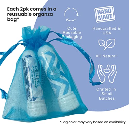 CHILL PILL 2PK Essential Oil Blend – Aromatherapy Tube with Lavender, Chamomile, Clary Sage – Soothing, Calming, Relaxing Fragrance – Stocking Stuffer