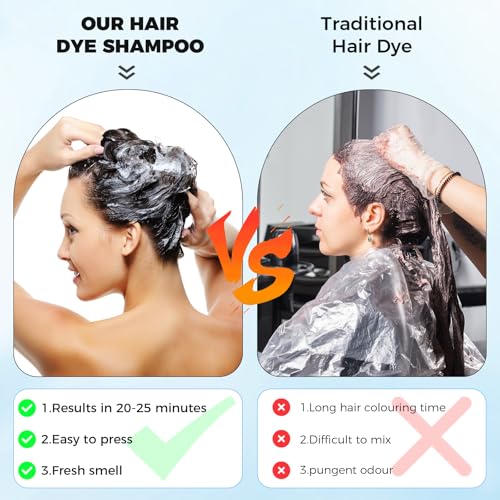 JUANCHI Black Hair Dye Shampoo 3 in1, Black Shampoo Hair Dye for Gray Coverage, Natural Hair Color for Women Men, Herbal Formula, Ammonia-free, Lasts 30 Days, 500ml (16.90 oz)