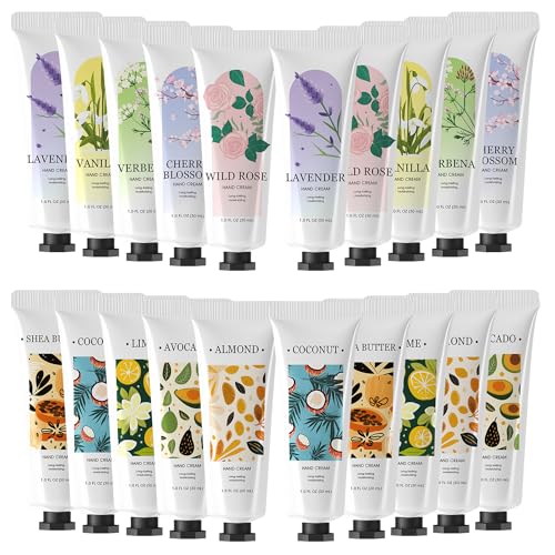 Green Canyon Spa 20 Pack Hand Cream Gifts for Women Hand Lotion with Shea Butter Vitamin E for Work Mini Travel Size Moisturizer Gift Set for Women