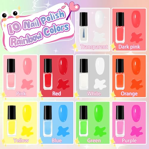Kids Nail Polish Set for Girls, 28Pcs Nail Art Kit with Nail Dryer, Non-Toxic Peel-Off Water-Based Nail Polish Christmas Birthday Gifts Toddlers Kids Girls Toys Ages 3 4 5 6 7 8+
