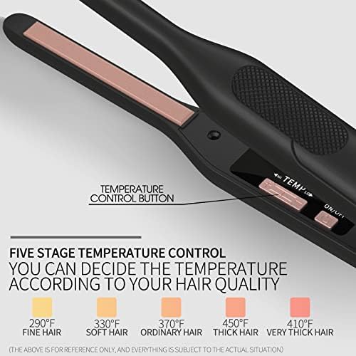 K&K Mini Flat Iron for Short Hair 3/10 inch Small Hair Straightener for Pixie & Beard creamic Flat Iron for Women Dual Voltage, Auto Shut Off