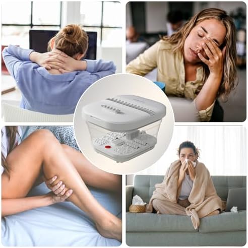 Collapsible Foot Spa Bath with Heat and Massage Rollers, Foldable Foot Bath Massager with Acupressure Massage Points,Red Light, with Smart Heating for Home Spa Use for Gift