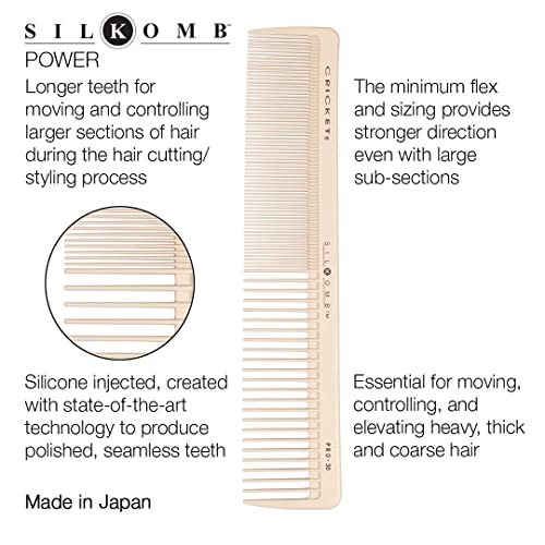 Cricket Silkomb Pro-30 Power Hair Cutting Comb - Silicone-Injected, Seamless Teeth with Dual Tooth Pattern for Precision Cutting, Styling, Ideal for All Hair Types