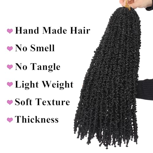 Leeven 24 Inch Butterfly Locs Crochet Hair 6 Packs Distressed Faux Locs Crcoeht Hair 1B# Pre-twsied Synthetic Fluffy Goddess Butterfly Soft Locs Crochet Braids Hair Extensions