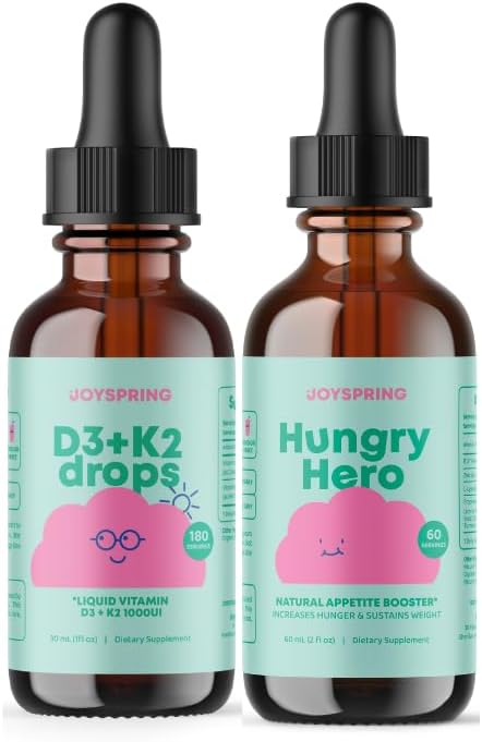 JoySpring Vitamin D3 with K2 and Appetite Booster Drops for Kids