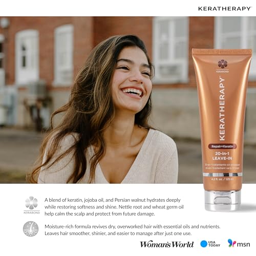 KERATHERAPY Keratin Infused KeratinFIXX 20-in-1 Leave-in, 4.2 fl. oz., 125 ml - Smoothing Leave in Conditioner Transforms Your Hair with 20 Benefits in 1 Easy Step - With Caviar Extract, & Argan Oil