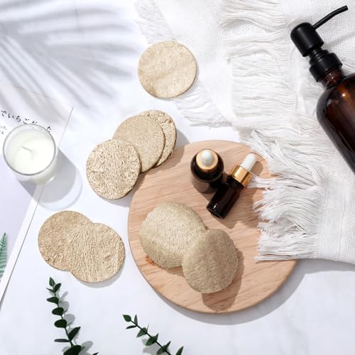 Bokon 100 Pcs Loofah Exfoliating Face Pads 2.36 Inches Round Sponge Body Face Scrubber Remove Dead Skin Facial Loofah Pad Bulk for Bath Shower Spa Skin Scrub Cleaning Women Men