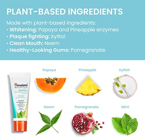 Himalaya Botanique Whitening Complete Care Travel Toothpaste, Mint - Travel Size Whitening Toothpaste Without Fluoride for Brighter Teeth & Fresh Breath - Vegan, 0.74 oz (Pack of 10)