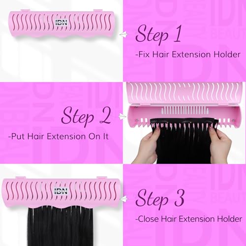 IDN BEAUTY Hair Extension Holder Stand for Styling, 4 Installation Modes With Tool, Pink Hair Extension Holder Designed to Securely Hold Your Extensions for Washing, Styling, Packing and Storing
