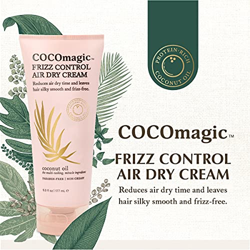 Cocomagic Frizz Control Air Dry Cream | Anti-Frizz Styling Cream | Helps to Calm and Smooth Frizzy Hair | Paraben Free, Cruelty Free, Made in USA (6 oz)