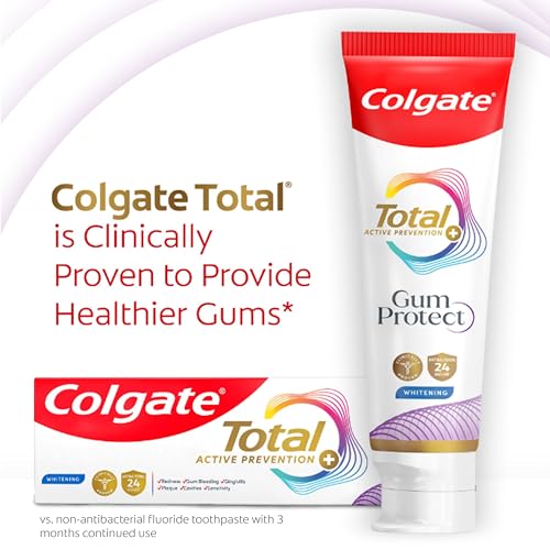 Colgate Total Active Prevention Gum Protect Whitening Toothpaste, Toothpaste for Inflammation, Redness, Bleeding, Irritation, and Sensitivity, SLS Free, 3 Pack, 3.0 oz