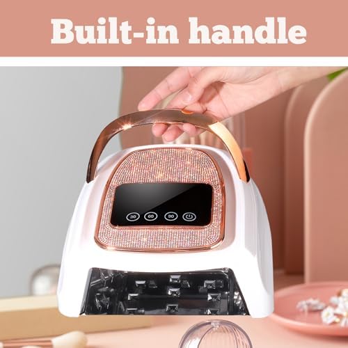Cordless Rechargeable Nail Lamp 288W, Rechargeable UV Nail Dryer Gel Polish Curing Light with 4 Timers, Magnetic Metal Mirror Base, Continuous Use Up to 4-5 Hours