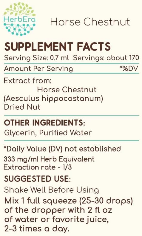 Horse Chestnut B120 Alcohol-Free Herbal Extract Tincture, Super-Concentrated Horse Chestnut (Aesculus hippocastanum) (4 fl oz)