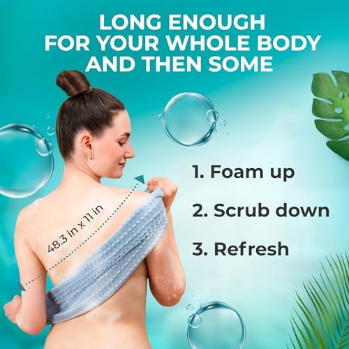 BONDI Exfoliating Washcloth for Smooth Skin - Extra Long - Perfect for Back Scrubbing - Made in Japan