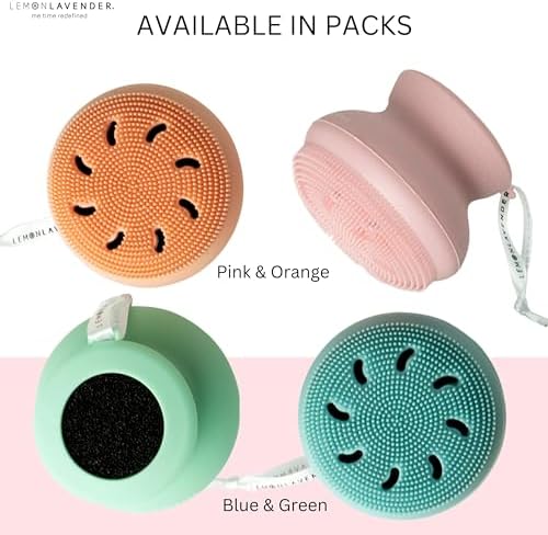 Lather Me Up in-Shower Silicone Brush Scrubber - Pack of 2 - Pink & Orange
