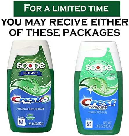 Crest Complete Whitening Plus Scope Tartar Control Toothpaste, Minty Fresh Liquid Gel, 4.6 Oz (130g) - Pack of 2