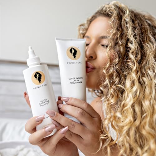 Bounce Curl Super Smooth Cream Conditioner, Lightweight Conditioner Infused with Aloe & Safflower Oil, Hydrating Formula For Fine and Medium Hair Textures, Color Safe & Vegan (8 oz)