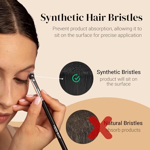 Keshima Professional Eye Makeup Brushes Set with Eyeshadow Brush, Eye Shadow Blending Brush, Smudge, Angled Crease, Pencil, Angled Eyeliner and Bent Eyeliner Brushes