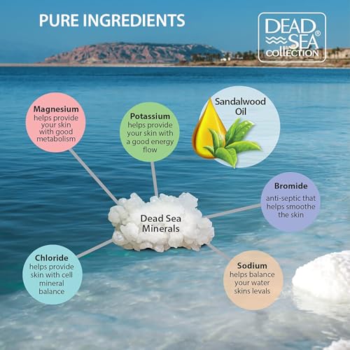 Dead Sea Collection Bath Salts for Men with Sandalwood Oil - Muscle Recovery Bath Soak – Mens Pure Dead Sea Salt for Soothing and Relaxing - 37 Oz