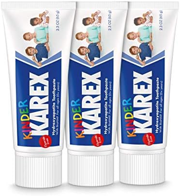 Kinder Karex Hydroxyapatite Kids Toddler Toothpaste I Fluoride Free I Clinically Tested I 2.3 oz (Pack of 3)