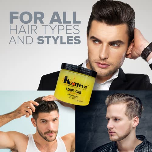 KALIVE Men's Hair Styling Gel 16 oz, Strong-Hold and Light Shine all day, Mens Hair Product fresh scent No Flaking or Alcohol.