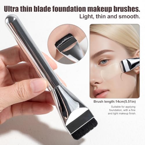 BS-MALL 21 Pcs Professional makeup brush set with foundation brush for liquid Makeup, eyeshadow Brush, concealer brush - Includes 6 Triangle Puffs & case for Even, Multi-purpose application (Purple)