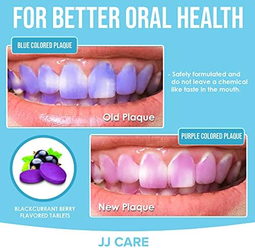 JJ Care Disclosing Tablets for Kids and Adults - 120 Count, Individually Wrapped Plaque Disclosing Tablets for Kids Brushing Teeth, Berry Flavored Plaque Remover, Dental Care for Teeth Brushing