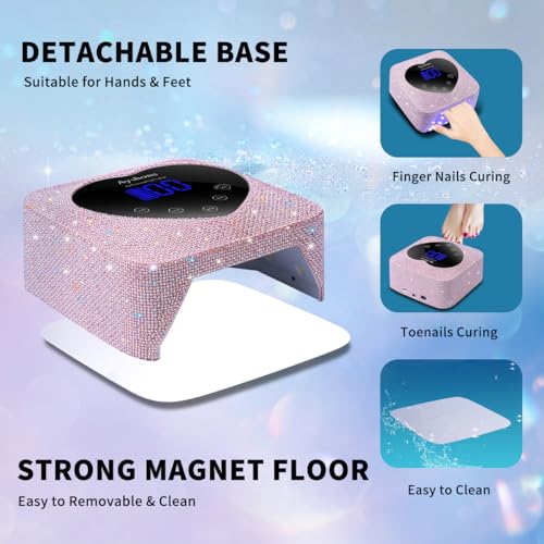 Cordless UV LED Nail Lamp,72W Rechargeable Nail Dryer Gel Polish Light with Large LCD Display,Rechargeable Nail Curing Lamp for Salon & Home (Pearl Pink)