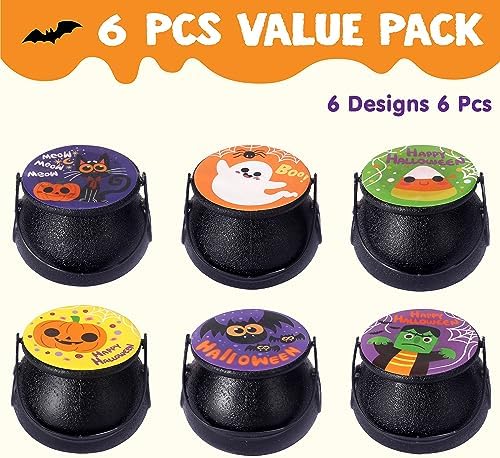 JOYIN Halloween Witch Cauldron Themed Bath Bomb with Mochi Squishy Toy, 6 Packs Bubble Kids Bath Bombs with Surprise Toy Inside, Trick or Treating, Halloween Party Favors Supplies, Goodie Bag Stuffers