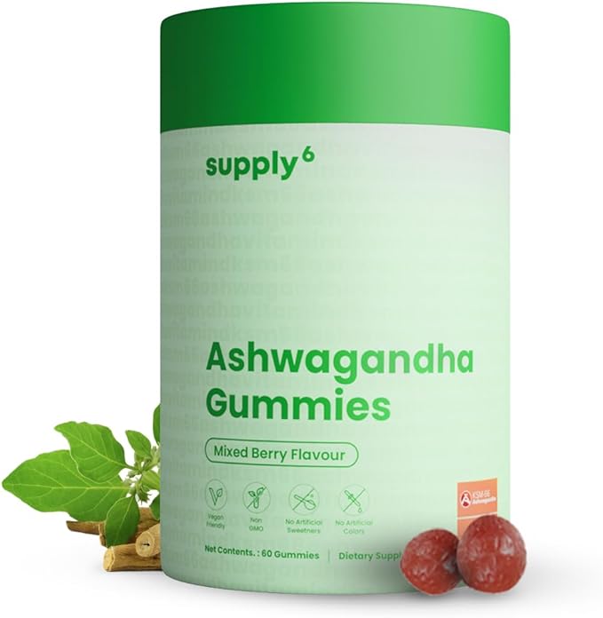 KSM-66 Ashwagandha & Vitamin D Gummy - 60 Count - Mixed Berry, KSM-66, Vegan, Plant Based, Non-GMO, Gluten-Free & Gelatin Free, for a Happier You, Pack of 1