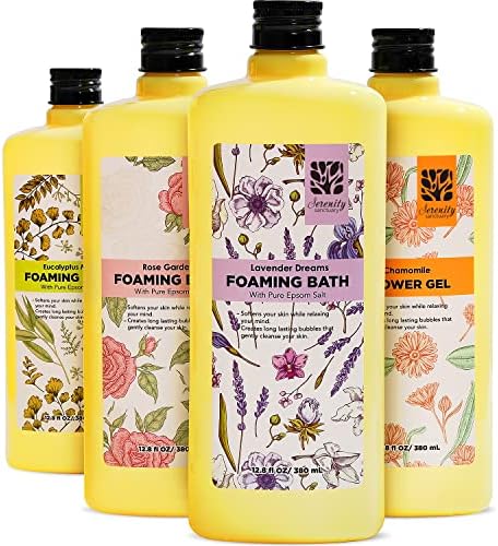 Bubble Bath for Women Adults, Scented Bubble Bath Gift Set for Women, 51.2 fl oz (Pack of 4), with Shower Gel, Ladies Foaming Bath Variety, Mother's Day Gift for Mom