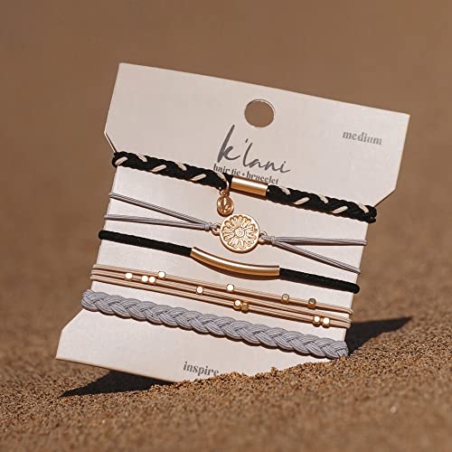 K'lani Inspire Bracelets for Women – Elastic Bracelets and Boho Hair Ties – Cute Hair Ties for Women and Hair Tie Accessories – Stylish Bracelets Boho Style for Hair and Wrist – Set of 5 (Medium)