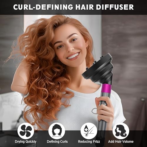 KingKam Upgraded Diffuser Attachment for Dyson Airwrap, Collapsible Foldable Hair Diffuser Nozzle for Airwrap, Converts for Dyson Airwrap to Hair Dryer, Travel and Portable - Black