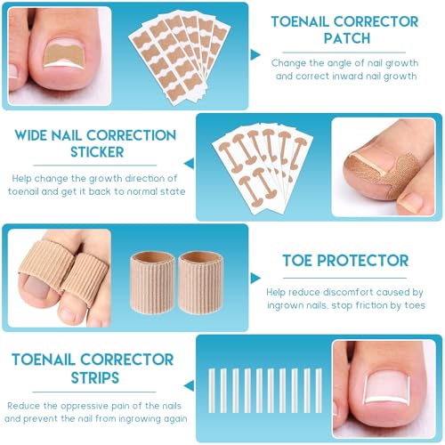 Ingrown Toenail Removal Kit, Professional Ingrown Toenail Tool Kit Includes Ingrown Toenail Corrector Drops, Corrector Patch, Toenail Clipper, Nail File Lifter Pedicure Tools