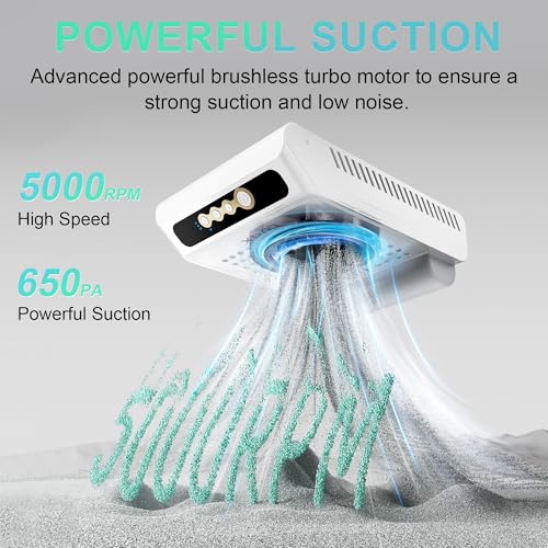 L'UGX Rechargeable Nail Dust Collector, Professional Brushless Turbo Dust Collector Nail Tech, Powerful Dust Suction Machine Manicure Pedicure Tool for Acrylic Nail Polishing, Low Noise, 2Pcs Filters