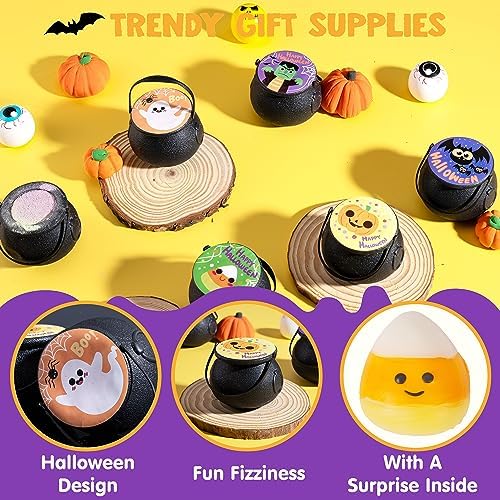 JOYIN Halloween Witch Cauldron Themed Bath Bomb with Mochi Squishy Toy, 6 Packs Bubble Kids Bath Bombs with Surprise Toy Inside, Trick or Treating, Halloween Party Favors Supplies, Goodie Bag Stuffers