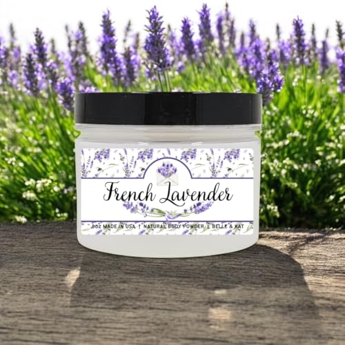 Body Powder for Women & Men Scented French Lavender, Perfume Dusting Powder, Bath Powder with Fragrance & Essential Oils, Talc Free 8oz Container, Made in USA