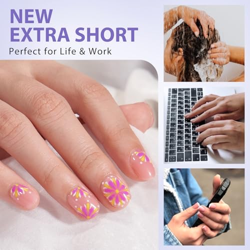 BTArtbox Extra Short Square Nail Tips - Short Squoval Gel Nail Tips, Natural Fake Nails with Tip Primer Cover, Pre-shaped Upgrade Matte Full Cover Nails for Home DIY Nail Salon