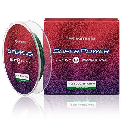 KastKing Superpower Silky8 Braided Fishing Line, Moss Green, 8 Strand, 80LB, 150Yds