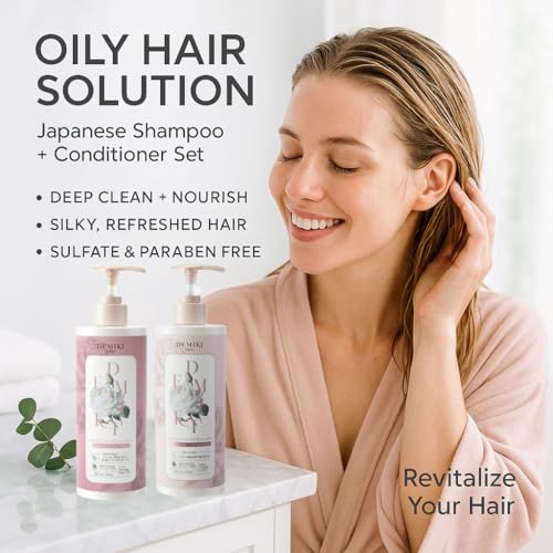 Japanese Shampoo and Conditioner Set for Women,Sulfate Free Shampoo for Oily Hair,Paraben Free,Dye Free,Organic Rose Scent,Clarifying Shampoo Moisturizing and Refreshing Natural Hair Care,32oz