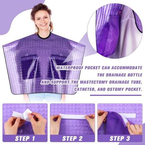 Cuffbow 2 Pcs Waterproof Post Surgery Shower Capes Post Mastectomy Must Haves Garment for Mastectomy Chest Shoulder Surgery Recovery Shower Protection