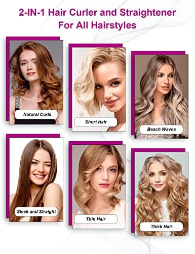 LANDOT 2-in-1 Flat Iron Curling Iron: Twist Ceramic Hair Straightener and Curler for Curl Wave Straighten - 30s Heat-Up 12 Temp Settings for All Hair Types - Less Frizz & More Shine