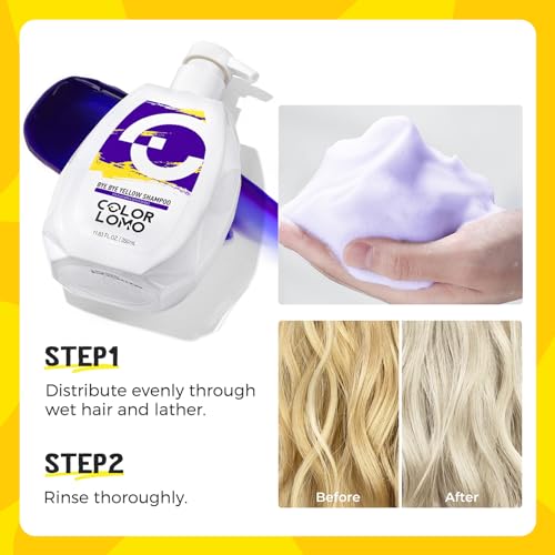 Bye Bye Yellow Purple Shampoo, Neutralizes Brass & Yellow Tones, Sulfate Free, For Color Treated, Blonde, Bleached, Highlighted Brown or Silver Hair, 11. 83 Fl Oz