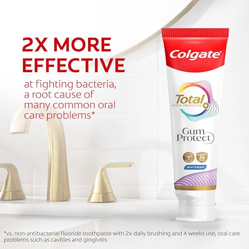 Colgate Total Active Prevention Gum Protect Whitening Toothpaste, Toothpaste for Inflammation, Redness, Bleeding, Irritation, and Sensitivity, SLS Free, 3 Pack, 3.0 oz
