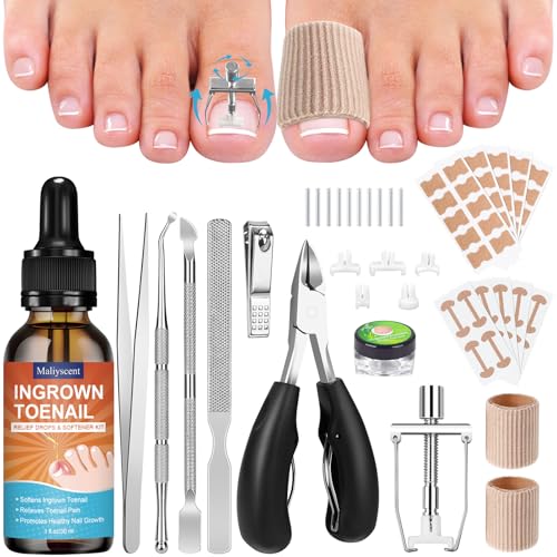 Ingrown Toenail Removal Kit, Professional Ingrown Toenail Tool Kit Includes Ingrown Toenail Corrector Drops, Corrector Patch, Toenail Clipper, Nail File Lifter Pedicure Tools