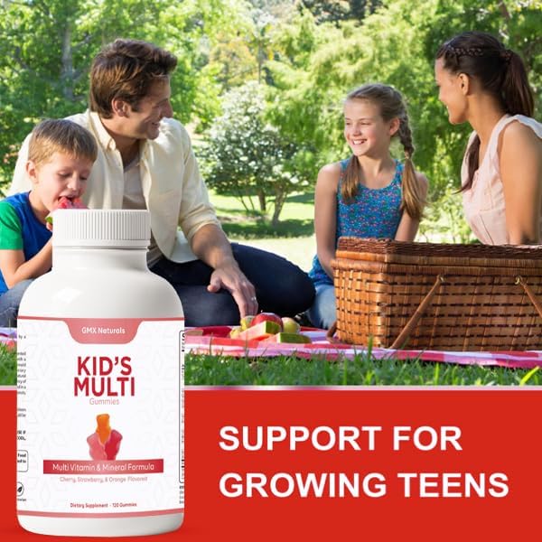 Kids Multivitamin Gummies (90 Count) | Kids Vitamins Gummies | Immune & Growth Support | Sugar & Gluten Free | Cherry, Strewberry & Orange Flavour Gummies | 1 Month Supply