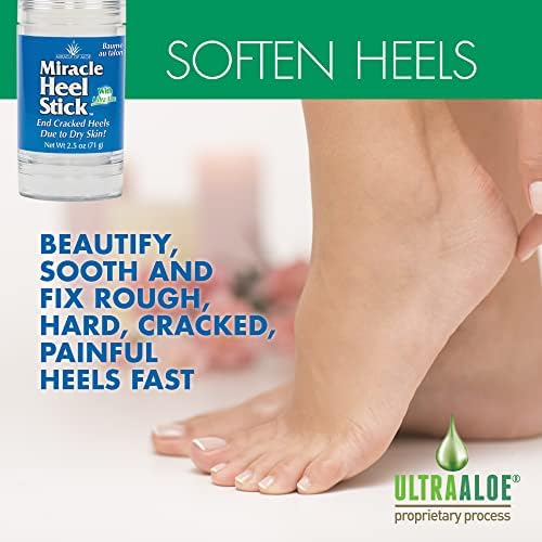 Heel Balm for Dry Cracked Feet - Miracle Heel Stick for Cracked Heel Repair - Heel Balm Stick for Cracked Heel Treatment - Formulated with Pure Aloe Vera, Tea Tree Oil, Shea & Cocoa Butters | 2.5 oz