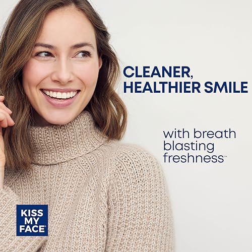 Kiss My Face Triple Action Toothpaste Gel, Herbal Mint Flavor, Removes Plaque, Whitens Teeth, Prevents Tartar, with Tea Tree Oil and Aloe, Fluoride Free, Vegan, 4.5 oz, 3 Pack