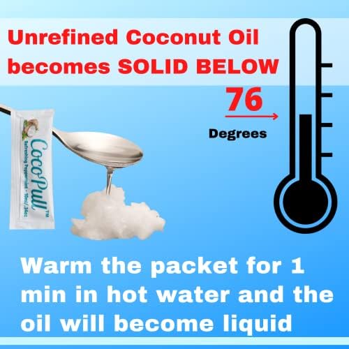 CocoPull - Organic Oil Pulling 14 Packets/Sachets with Coconut and Peppermint Oil for Healthy Teeth, Gums, Bad Breath Remedy. Natural Teeth Whitening.